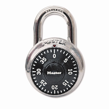 Master Lock Combination Lock, Stainless Steel, 1 7/8" Wide, Black Dial 1500D